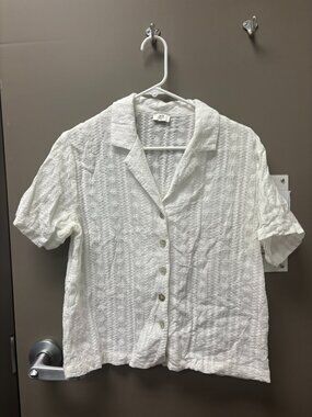 White brocade camp shirt, by n/t, size medium